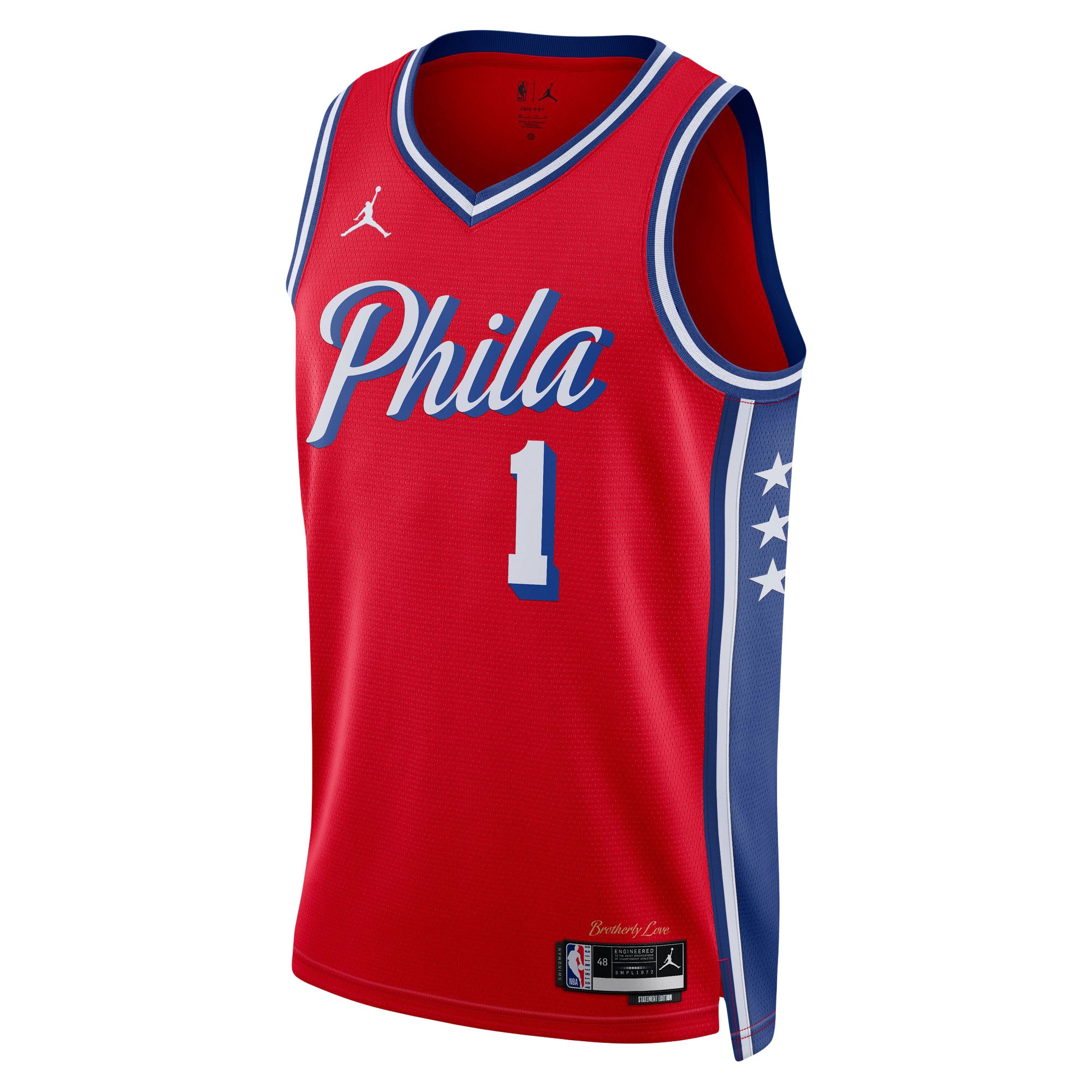 Alternative view of James Harden Philadelphia 76ers Jordan Brand Unisex Swingman Basketball Jersey - Statement Edition - Red