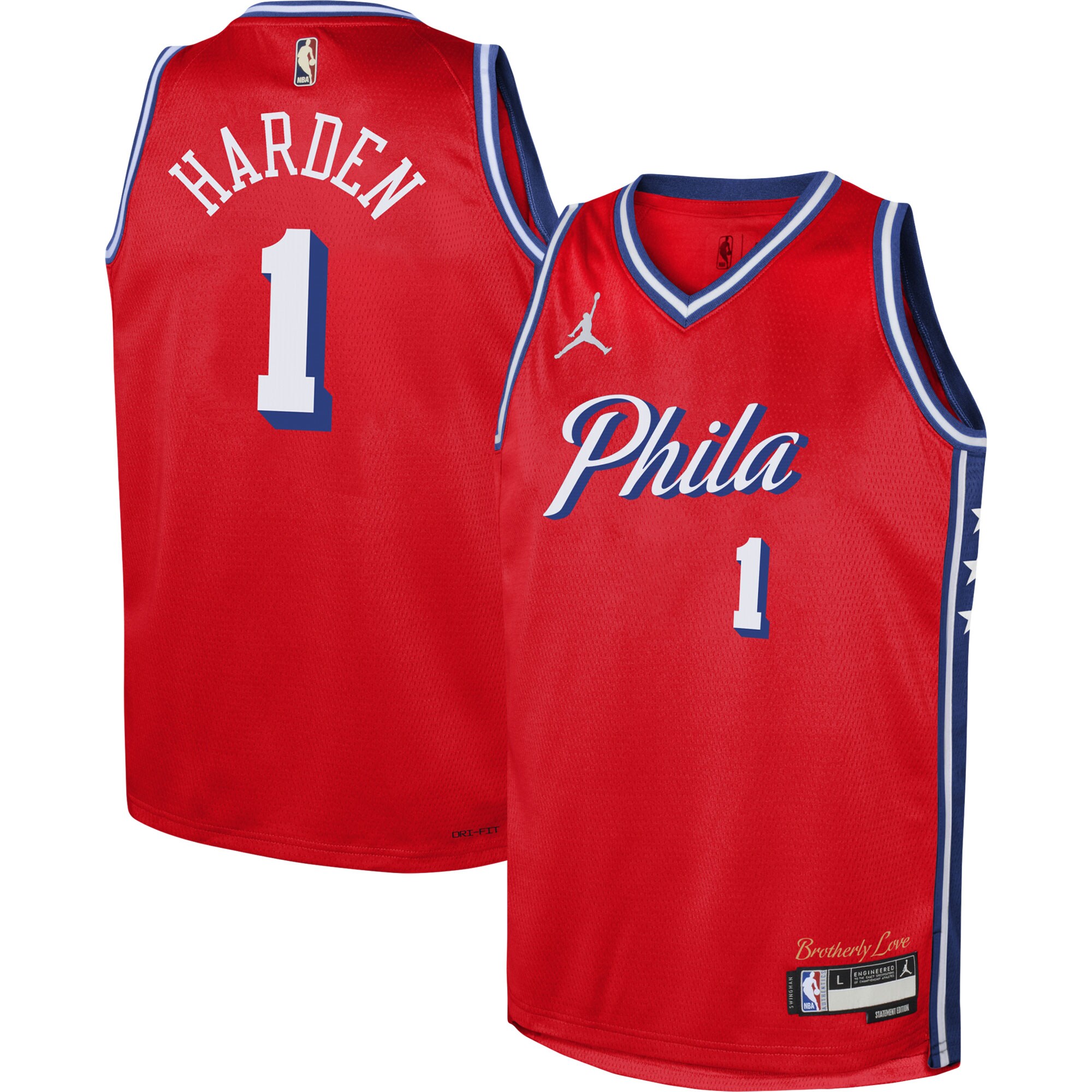 James Harden Philadelphia 76ers Jordan Brand Youth Swingman Basketball Jersey - Statement Edition - Red