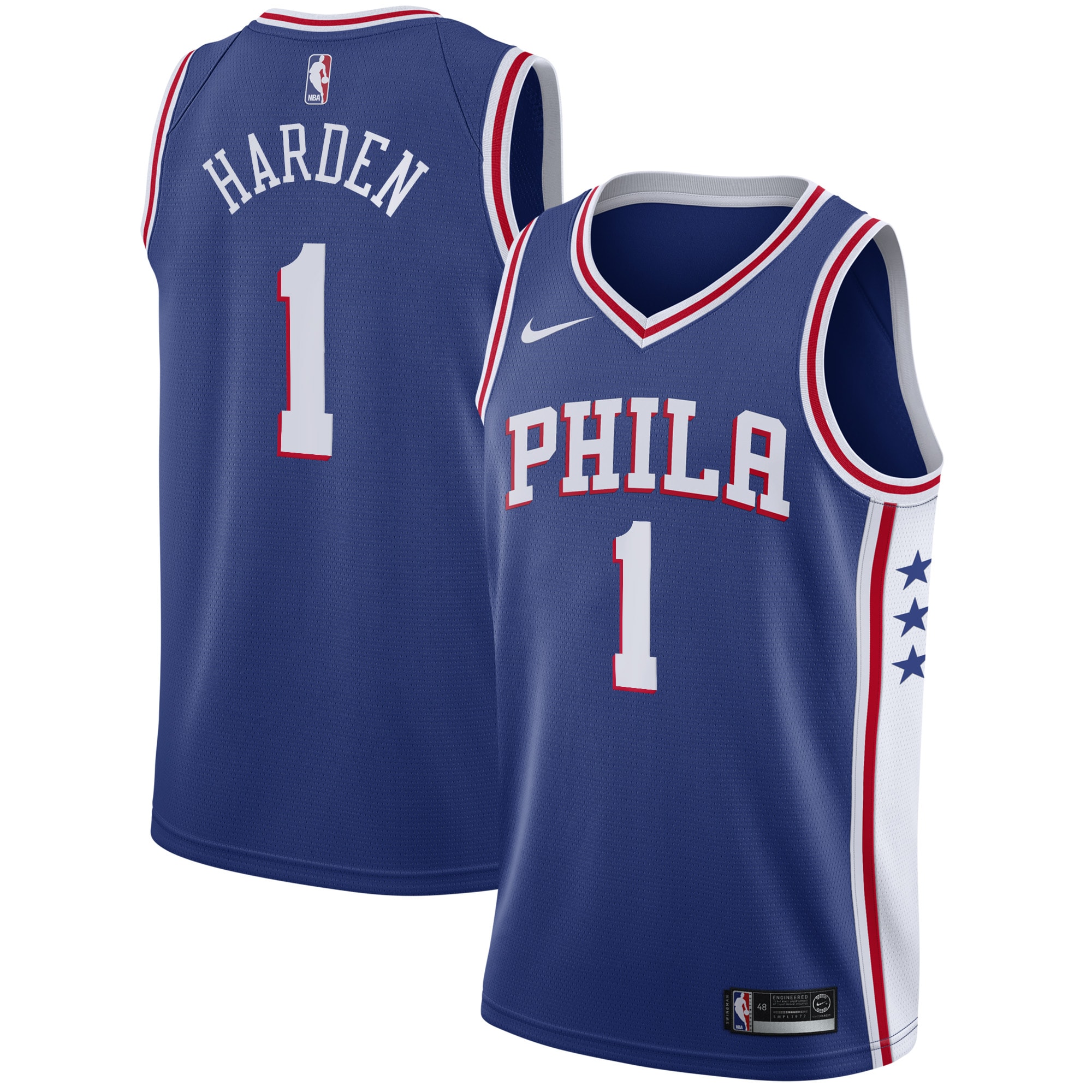 James Harden Philadelphia 76ers Swingman Basketball Jersey - Icon Edition - Royal