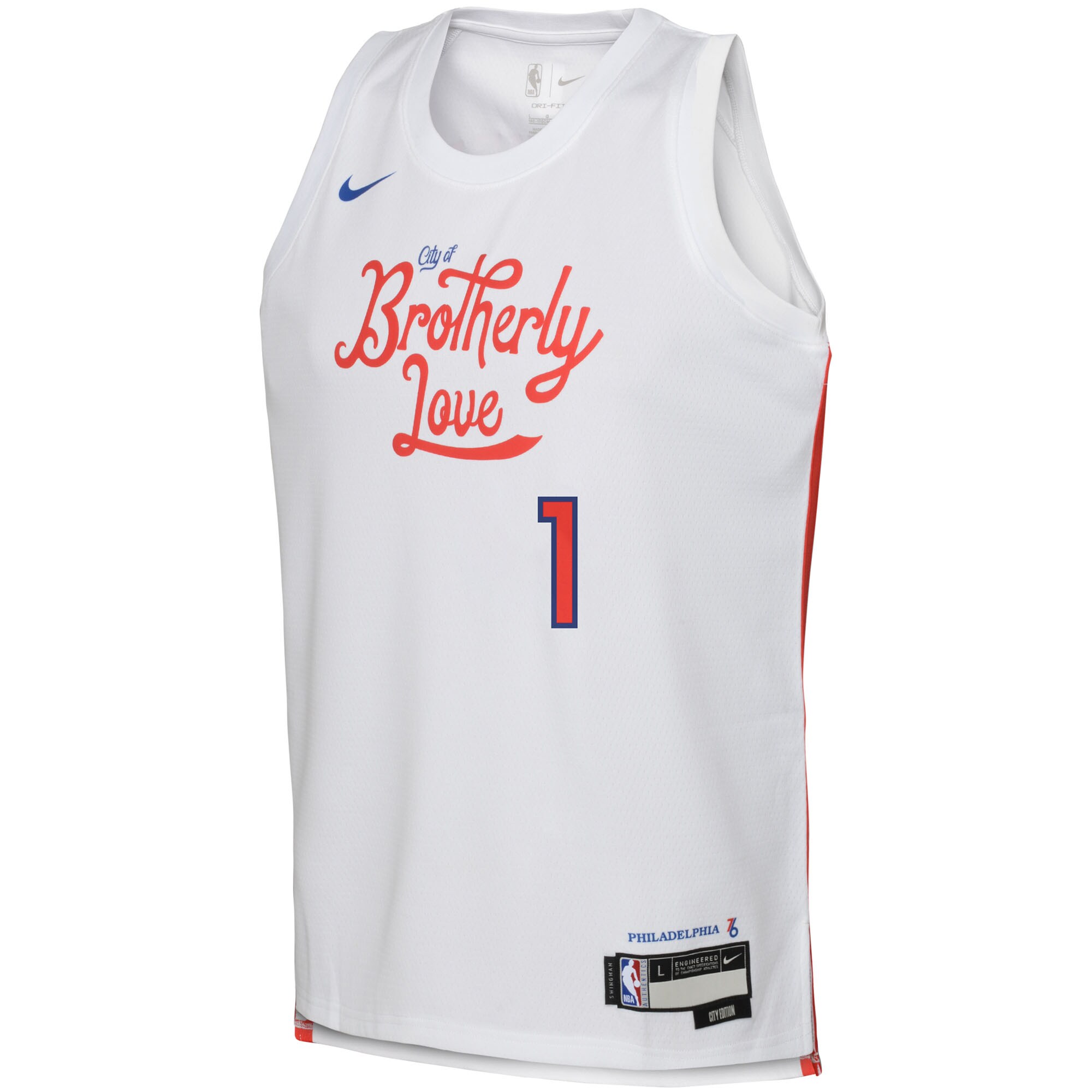Alternative view of James Harden Philadelphia 76ers Youth 2022/23 Swingman Basketball Jersey - City Edition - White