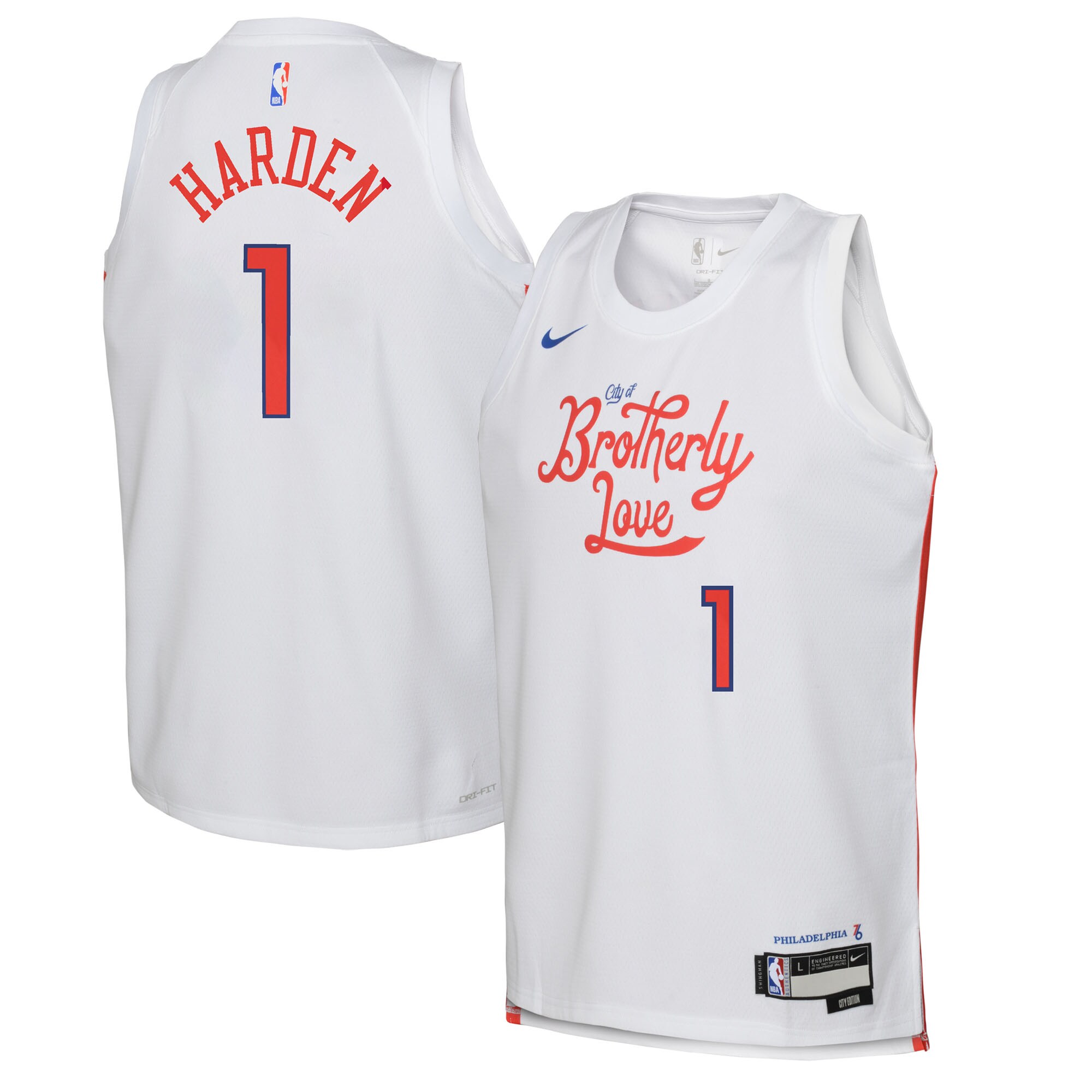 James Harden Philadelphia 76ers Youth 2022/23 Swingman Basketball Jersey - City Edition - White
