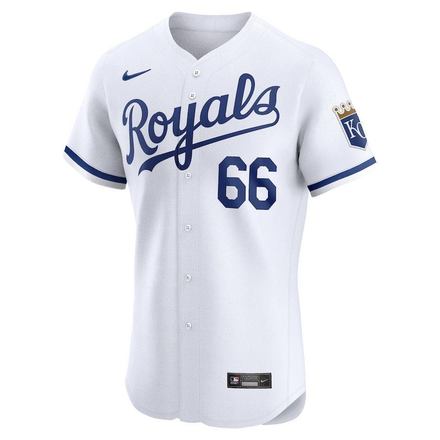 Alternative view of James McArthur 66 Kansas City Royals Home Elite Player Men Baseball Jersey - White 