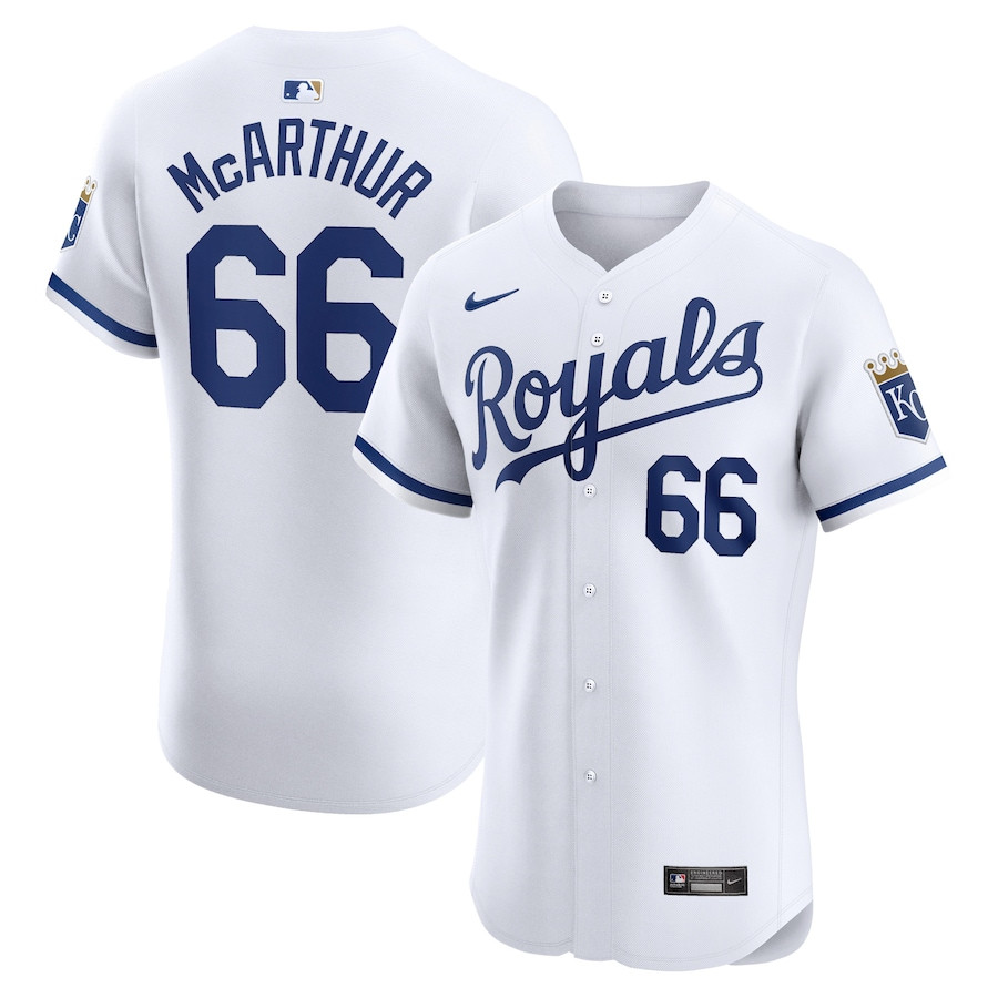 James McArthur 66 Kansas City Royals Home Elite Player Men Baseball Jersey - White 