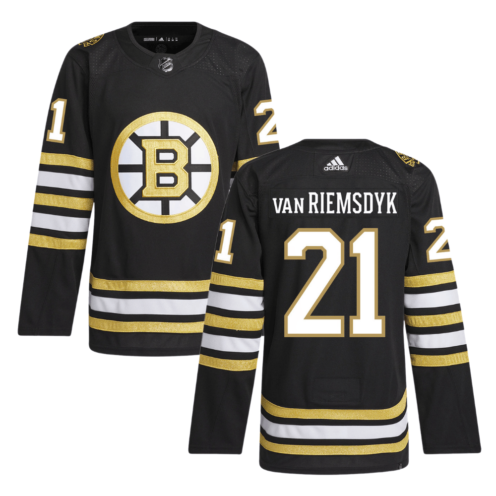 James van Riemsdyk 21 Boston Bruins 100th Anniversary Primegreen Home Men Hockey Jersey - Black - JS503 