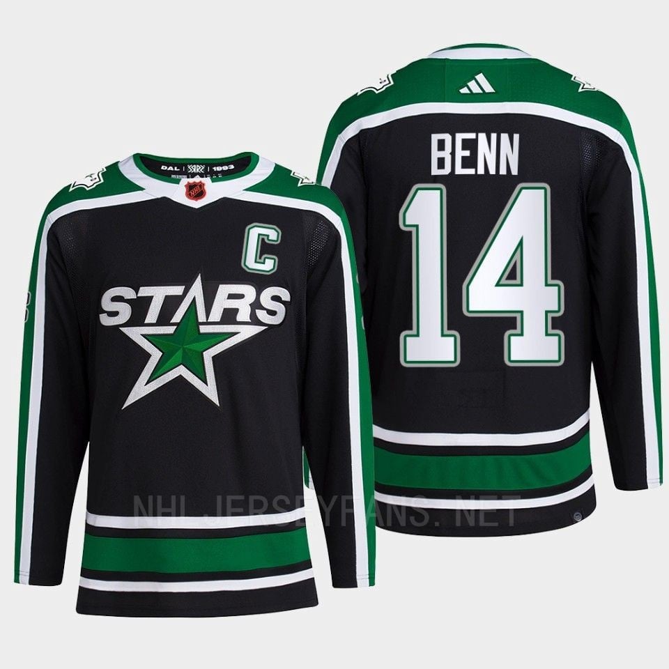Jamie Benn 14 Reverse Retro 2.0 Dallas Stars 2022 Black Hockey Jersey Pro Primegreen - JS484 