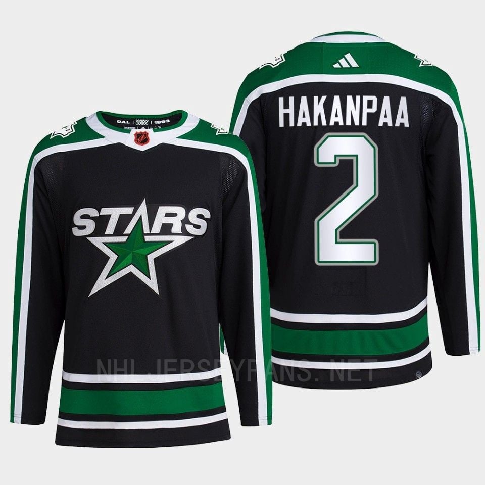 Jani Hakanpaa 2 Reverse Retro 2.0 Dallas Stars 2022 Black Hockey Jersey Pro Primegreen - JS825 