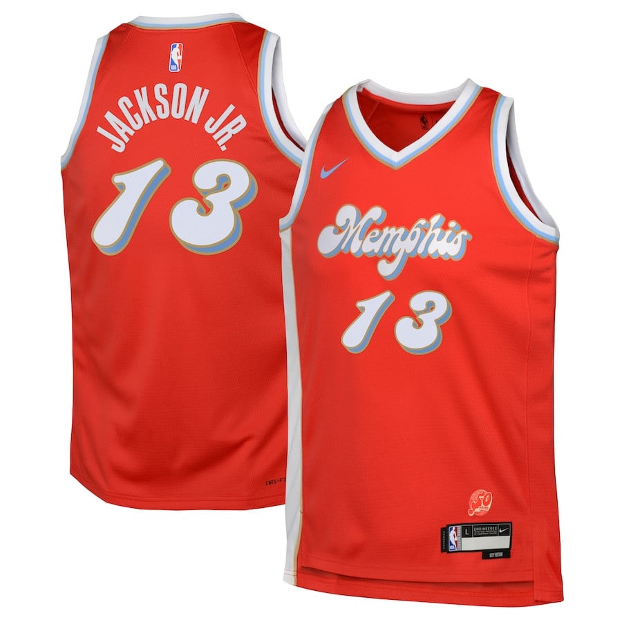Jaren Jackson Jr. 13 Memphis Grizzlies 2024/25 Swingman Player YOUTH Basketball Jersey - City Edition - Red - JS900 