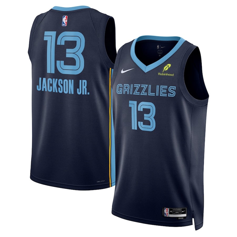 Jaren Jackson Jr. 13 Memphis Grizzlies Unisex Swingman Badge Player Basketball Jersey - Icon Edition - Navy - JS319 