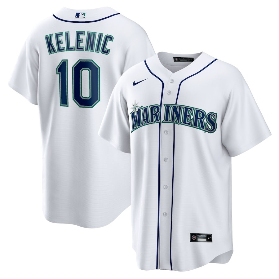Jarred Kelenic 10 Seattle Mariners Home Men Baseball Jersey - White 