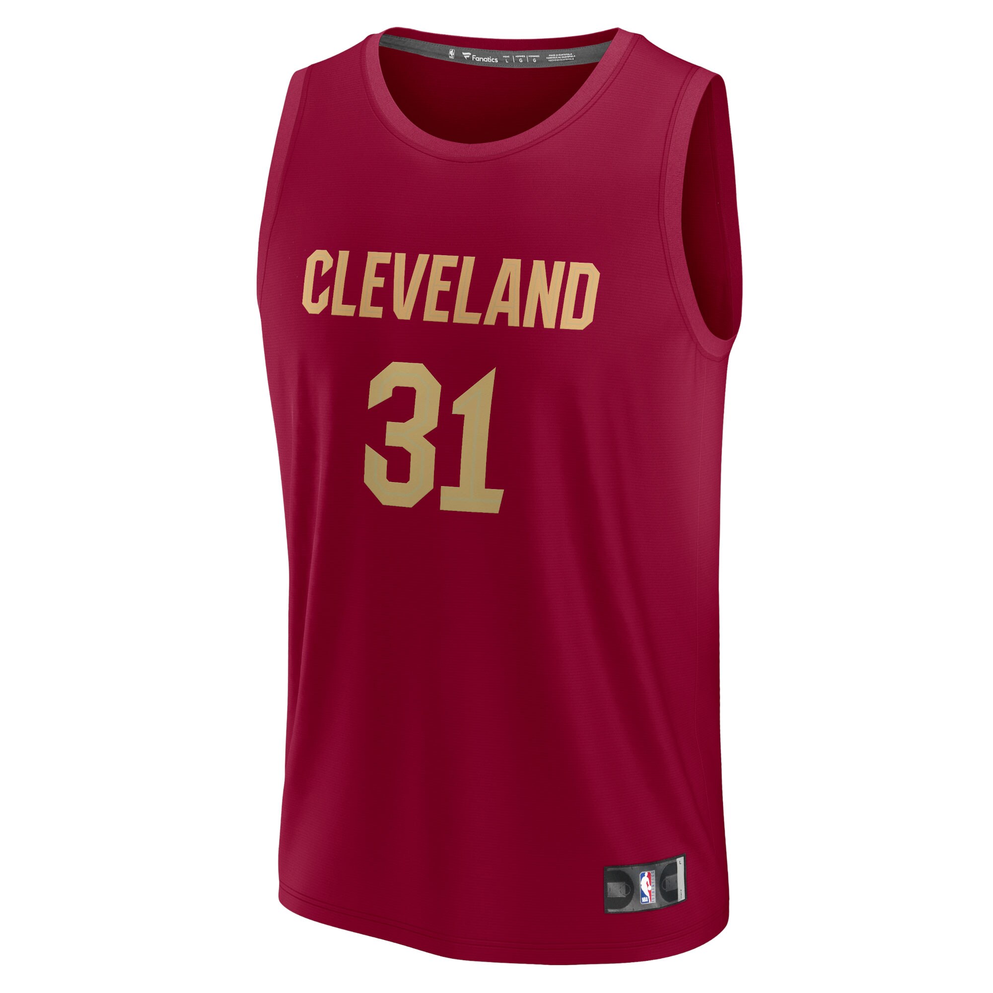 Alternative view of Jarrett Allen Cleveland Cavaliers Fanatics Fast Break Replica Basketball Jersey - Icon Edition - Wine