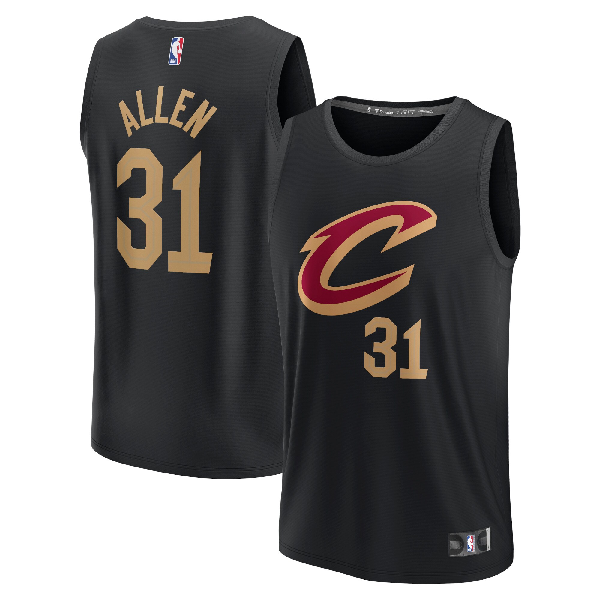 Jarrett Allen Cleveland Cavaliers Fanatics Fast Break Replica Basketball Jersey - Statement Edition - Black