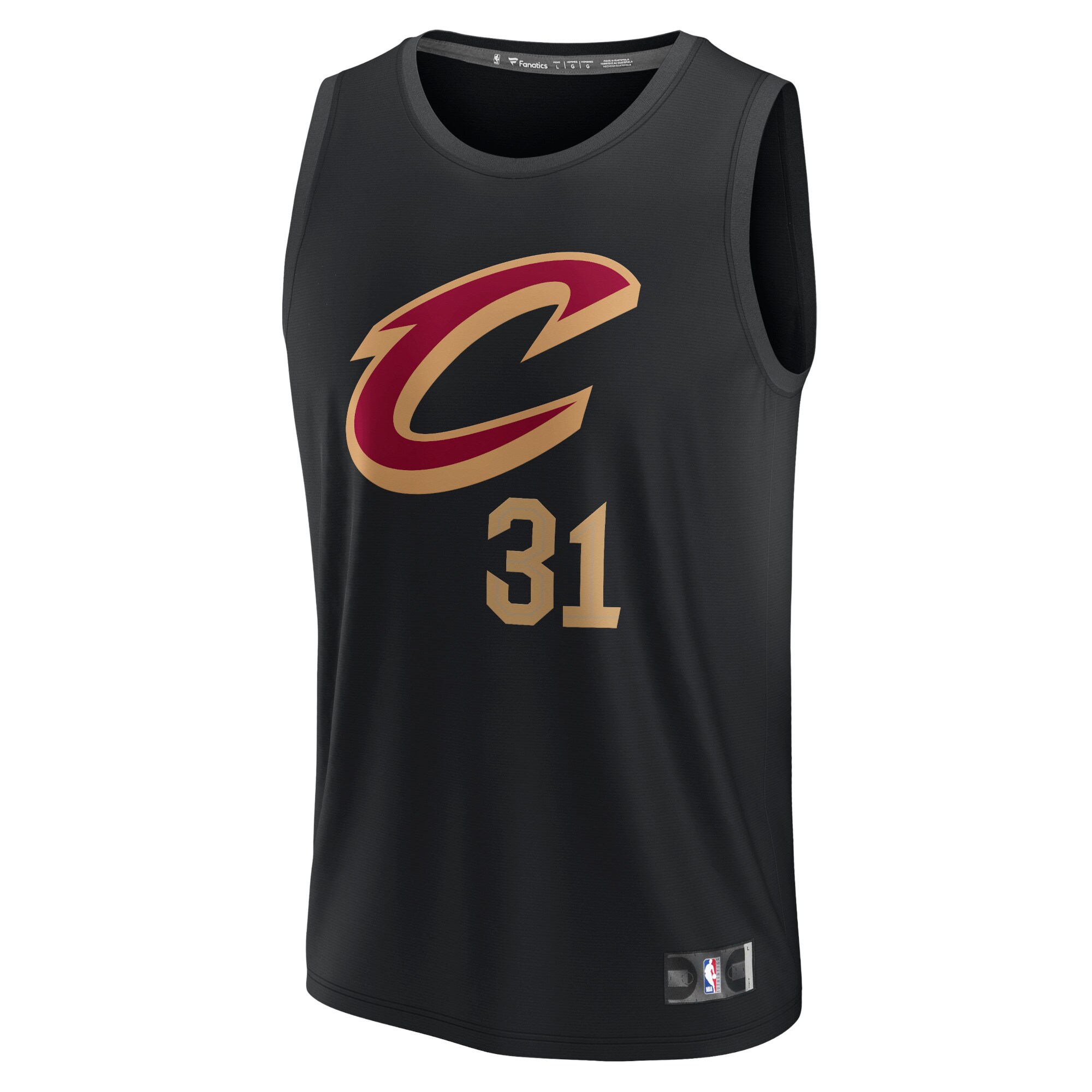 Alternative view of Jarrett Allen Cleveland Cavaliers Fanatics Fast Break Replica Basketball Jersey - Statement Edition - Black