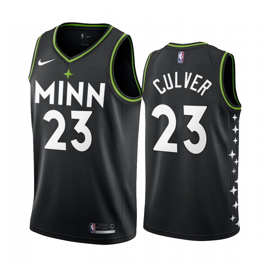 Jarrett Culver Minnesota Timberwolves 2020-21 Black City Edition Basketball Jersey New Uniform