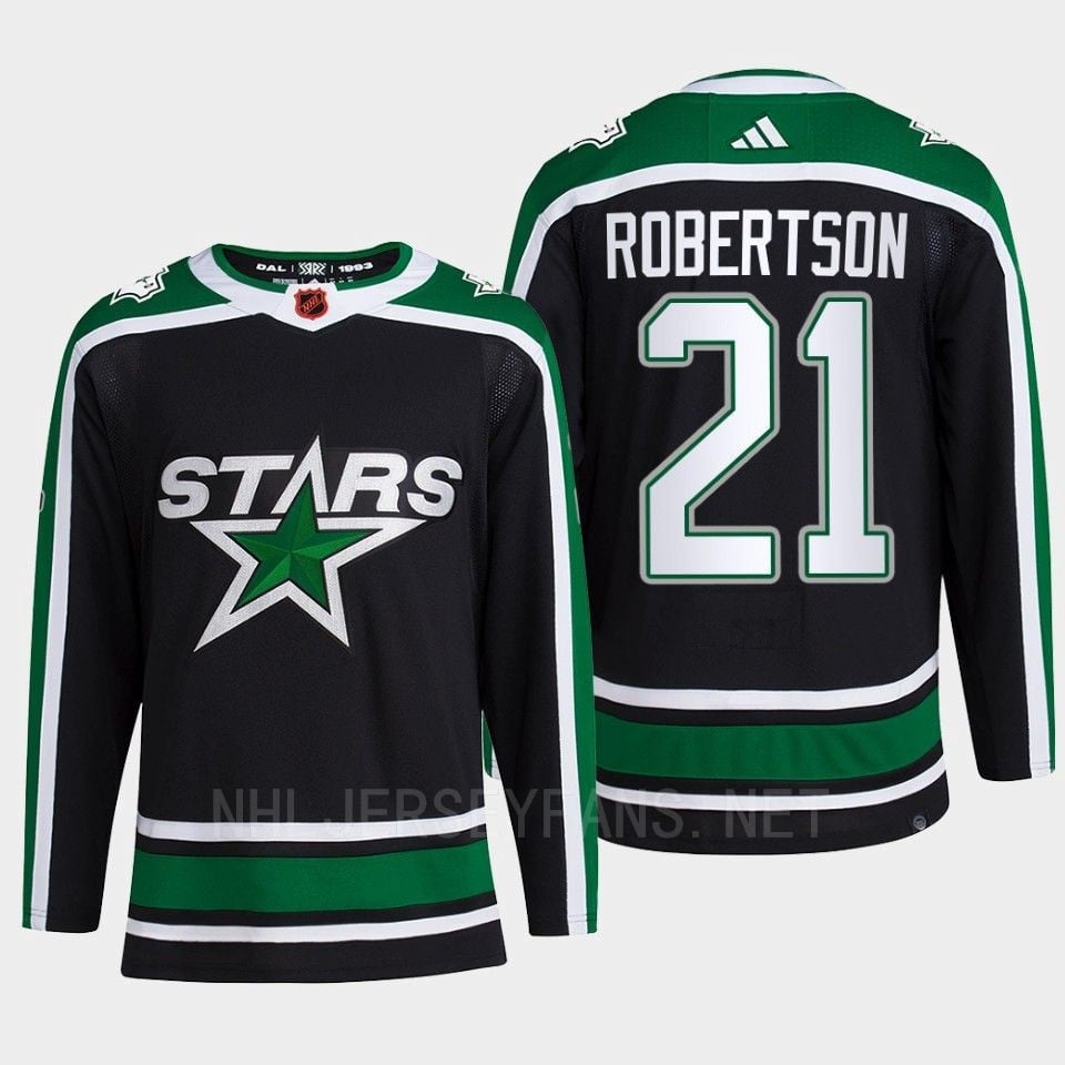 Jason Robertson 21 Reverse Retro 2.0 Dallas Stars 2022 Black Hockey Jersey Pro Primegreen - JS625 