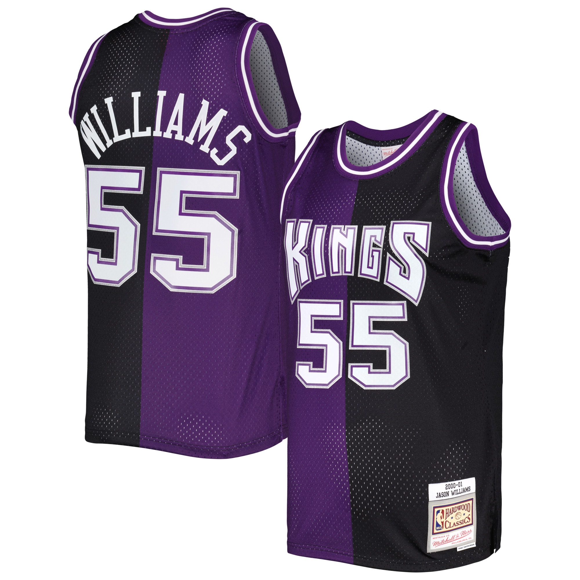 Jason Williams Sacramento Kings Mitchell & Ness Hardwood Classics 2000/01 Split Swingman Basketball Jersey - Purple/black