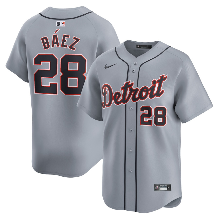 Javier Baez 28 Detroit Tigers Road Limited Men Baseball Jersey - Gray