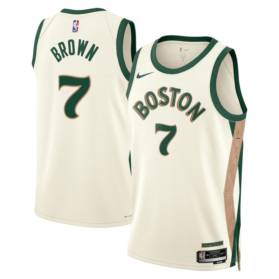 Jaylen Brown 7 Boston Celtics 2023/24 City Edition Swingman Basketball Jersey - White - JS584