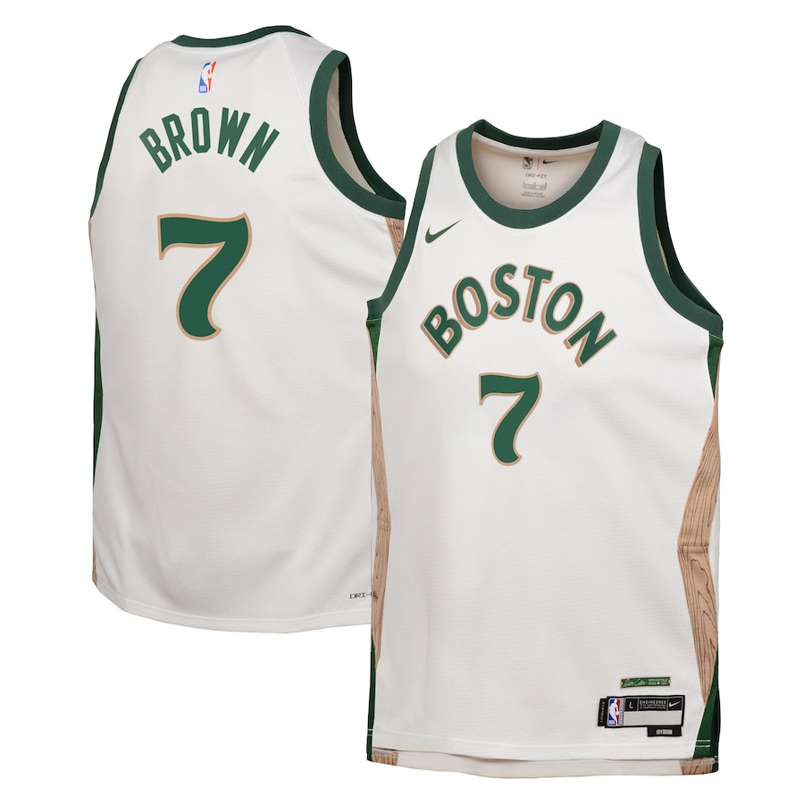 Jaylen Brown 7 Boston Celtics 2023/24 City Edition Swingman YOUTH Jersey - White - JS144