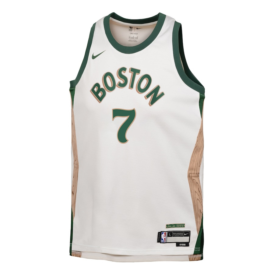 Alternative view of Jaylen Brown 7 Boston Celtics 2023/24 City Edition Swingman YOUTH Jersey - White - JS144