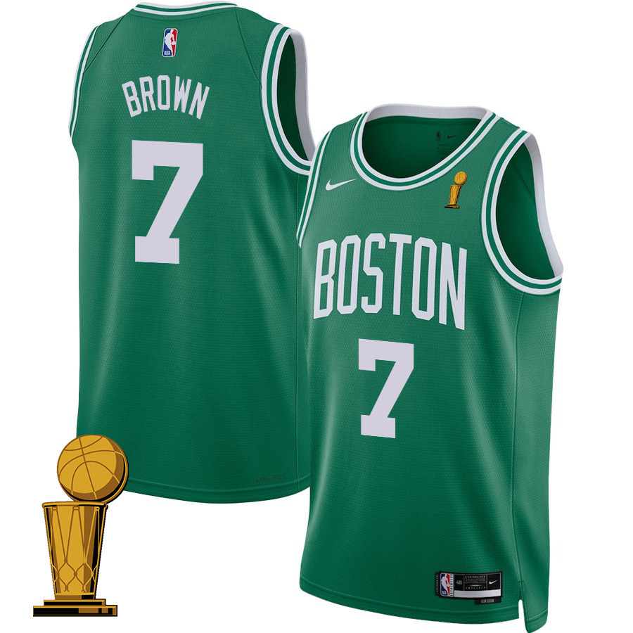 Jaylen Brown 7 Boston Celtics 2024 FINALS CHAMPIONS Jersey - Icon Edition - Kelly Green - JS383