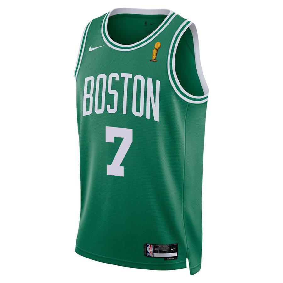 Alternative view of Jaylen Brown 7 Boston Celtics 2024 FINALS CHAMPIONS Jersey - Icon Edition - Kelly Green - JS383