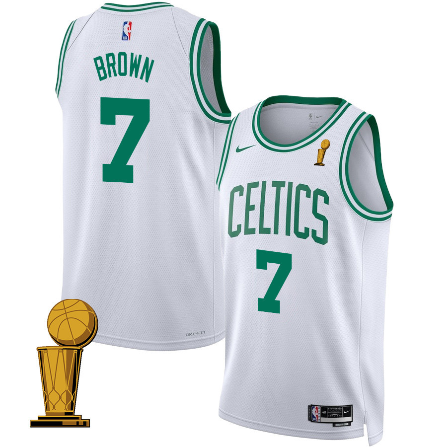 Jaylen Brown 7 Boston Celtics 2024 FINALS CHAMPIONS Swingman Jersey - Association Edition - White - JS389