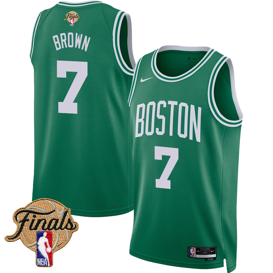 Jaylen Brown 7 Boston Celtics 2024 FINALS PATCH Icon Edition Jersey - Kelly Green - JS133