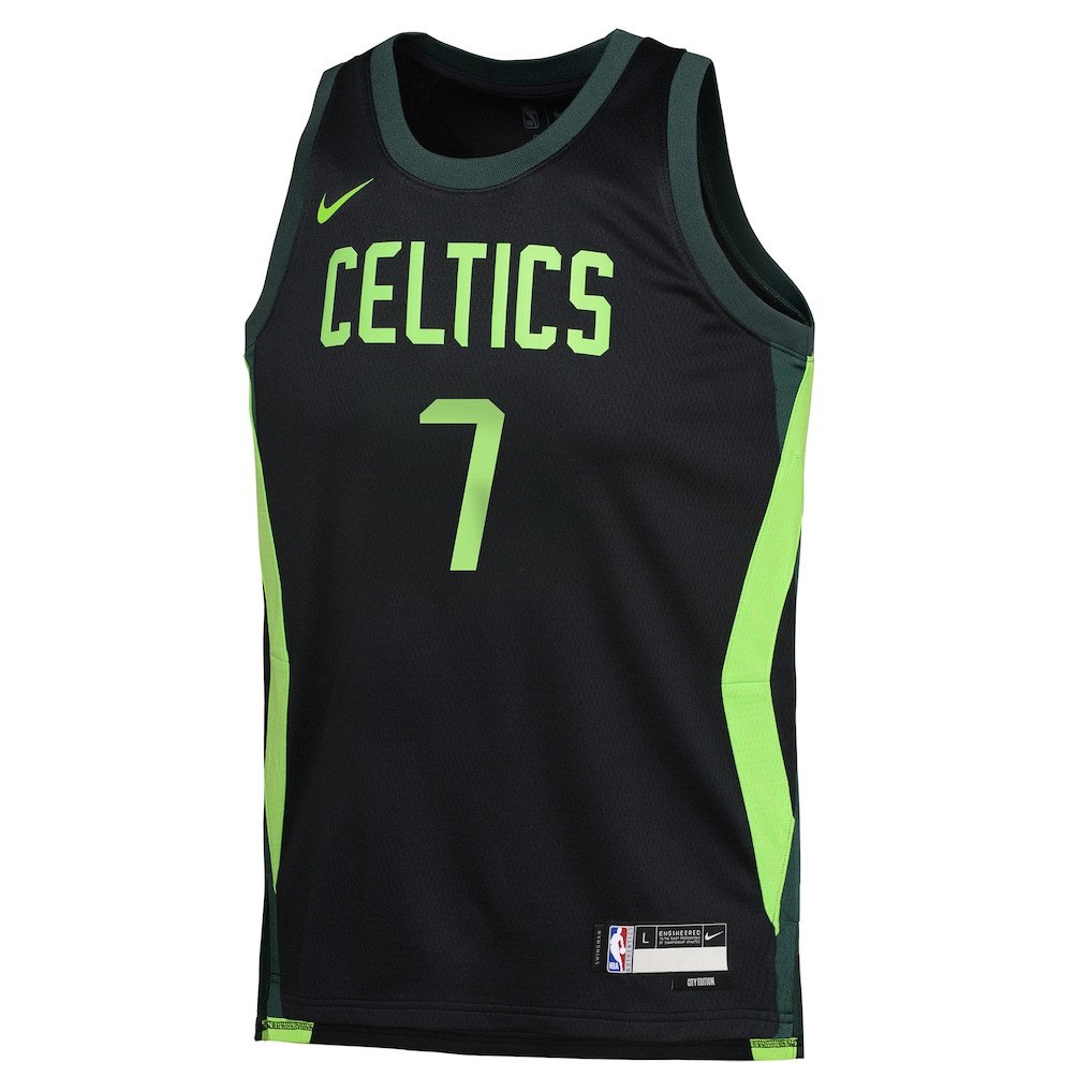 Alternative view of Jaylen Brown 7 Boston Celtics 2024/25 Swingman Player YOUTH Jersey - City Edition - Black - JS488