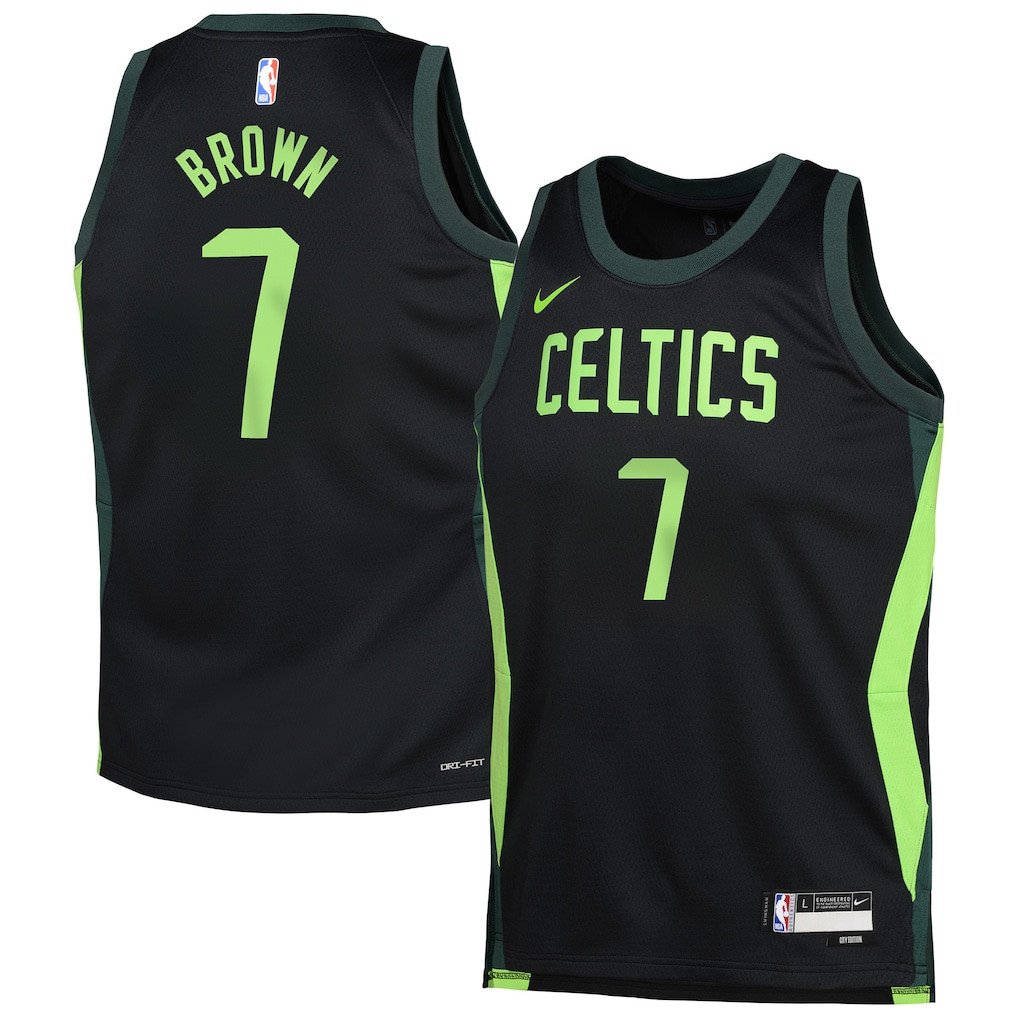 Jaylen Brown 7 Boston Celtics 2024/25 Swingman Player YOUTH Jersey - City Edition - Black - JS488
