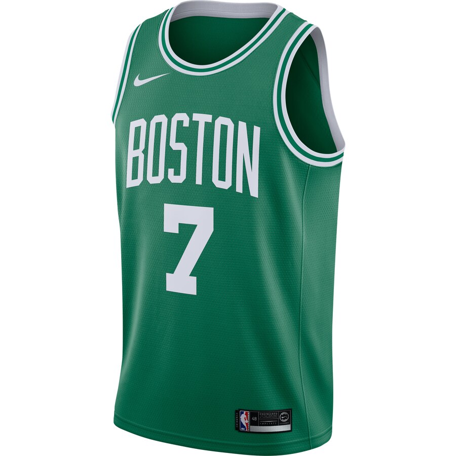 Alternative view of Jaylen Brown Boston Celtics Swingman Basketball Jersey Green - Icon Edition