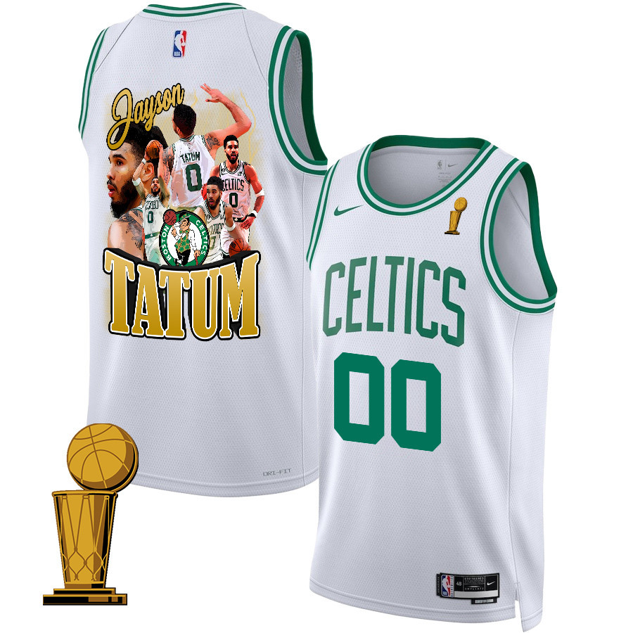 Jayson Tatum 0 Best Moments At Boston Celtics 2024 Association Edition Basketball Jersey - Final Champions Patch - White - JS432
