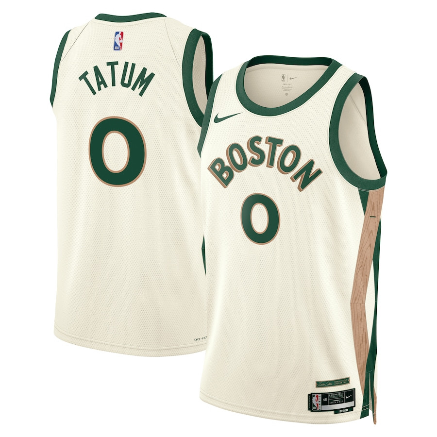 Jayson Tatum 0 Boston Celtics 2023/24 City Edition Swingman Basketball Jersey - White - JS823