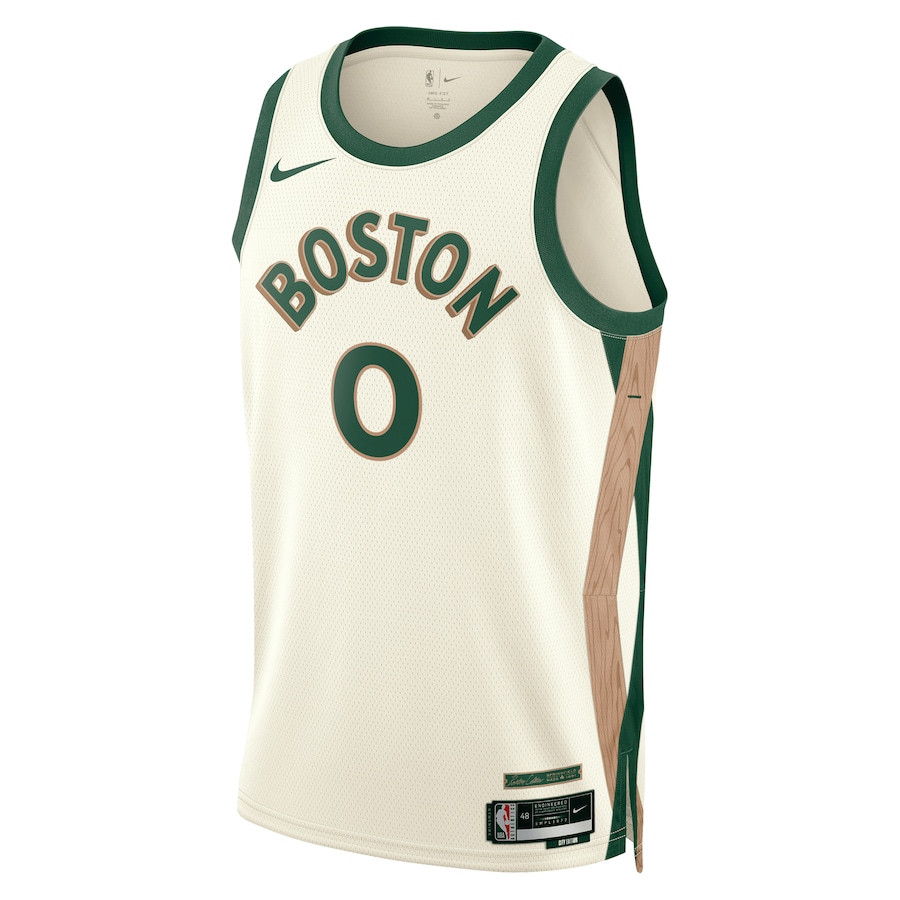 Alternative view of Jayson Tatum 0 Boston Celtics 2023/24 City Edition Swingman Basketball Jersey - White - JS823