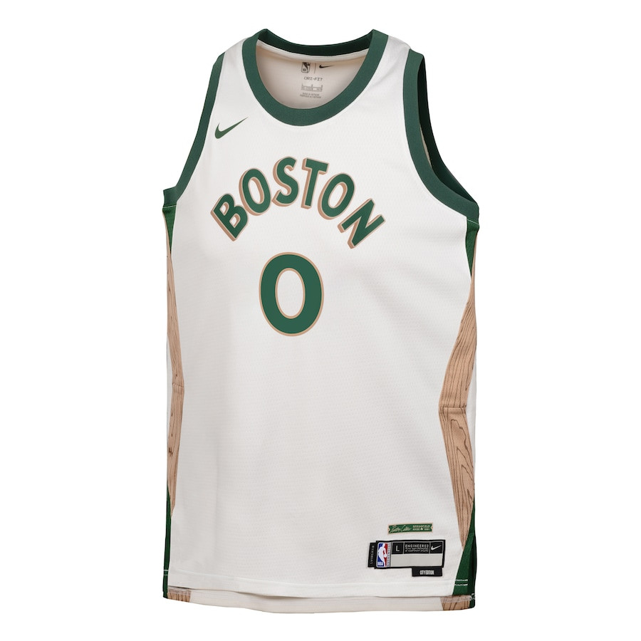 Alternative view of Jayson Tatum 0 Boston Celtics 2023/24 City Edition Swingman YOUTH Basketball Jersey - White - JS242