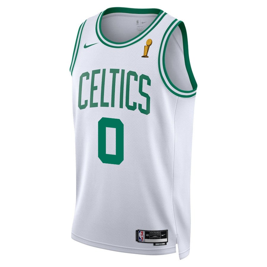 Alternative view of Jayson Tatum 0 Boston Celtics 2024 FINALS CHAMPIONS Swingman Basketball Jersey - Association Edition - White - JS482