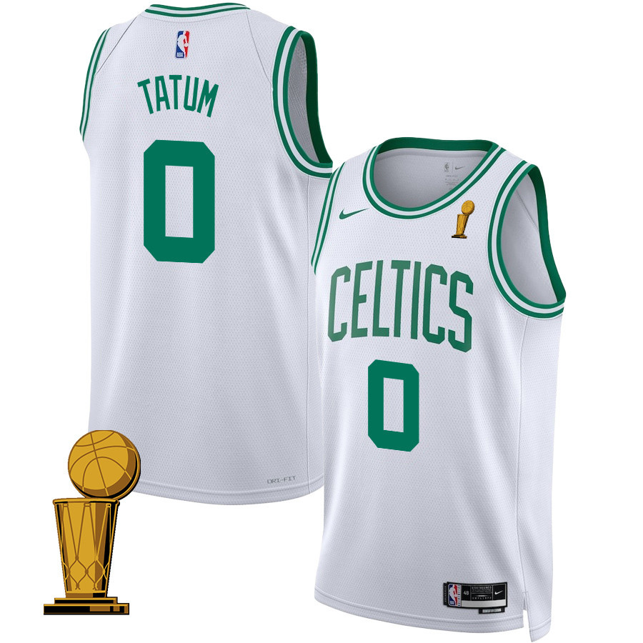 Jayson Tatum 0 Boston Celtics 2024 FINALS CHAMPIONS Swingman Basketball Jersey - Association Edition - White - JS482