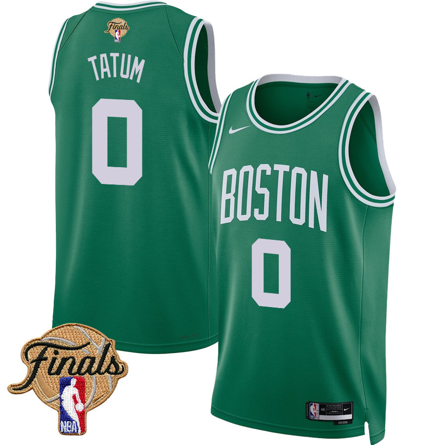 Jayson Tatum 0 Boston Celtics 2024 FINALS PATCH Icon Edition Basketball Jersey - Kelly Green - JS868