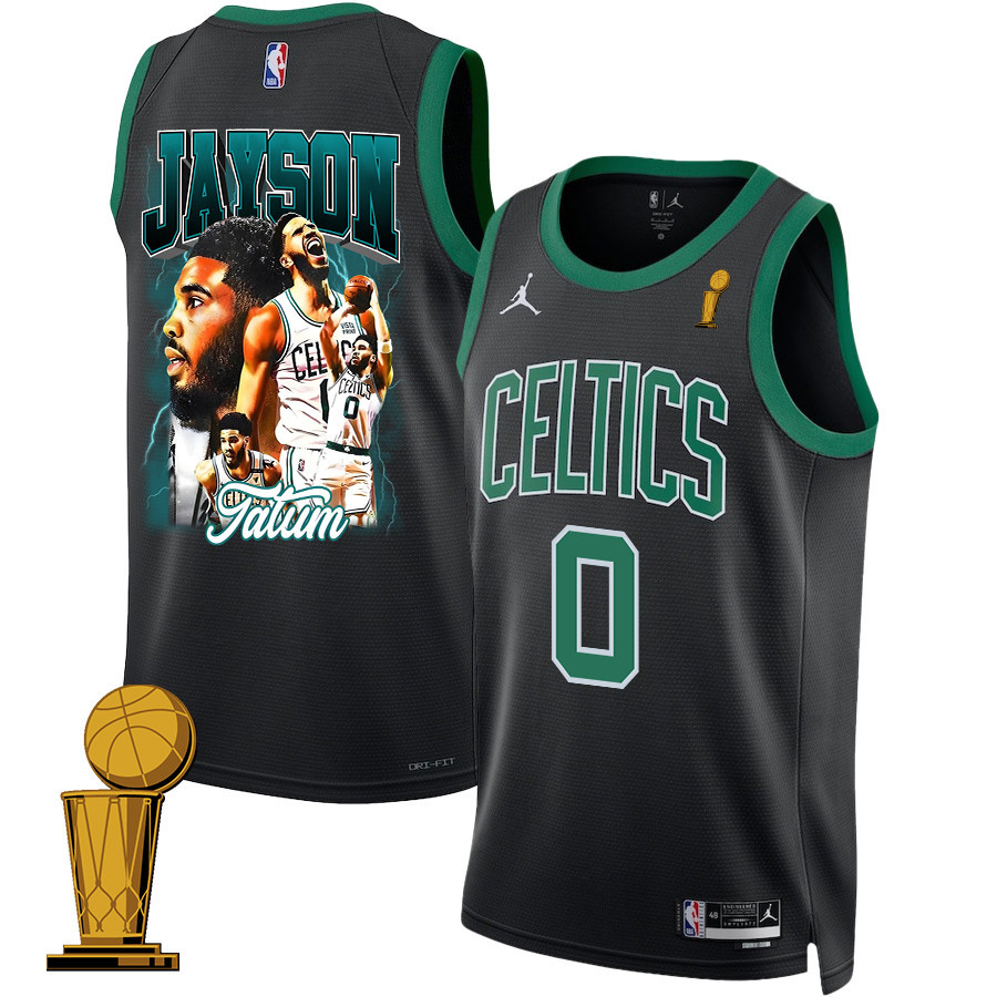 Jayson Tatum 0 Boston Celtics 2024 Legacy of The Legend Swingman Basketball Jersey - Final Champions Patch - Black - JS551