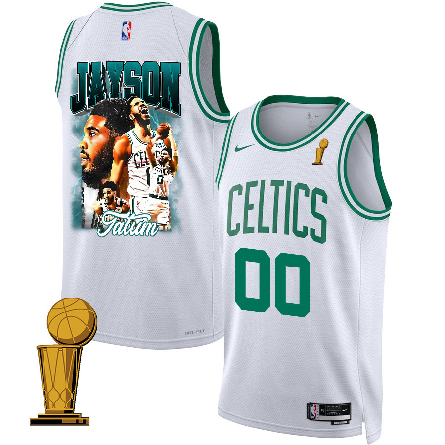 Jayson Tatum 0 Boston Celtics 2024 Legacy of The Legend Swingman Basketball Jersey - Final Champions Patch - White - JS268