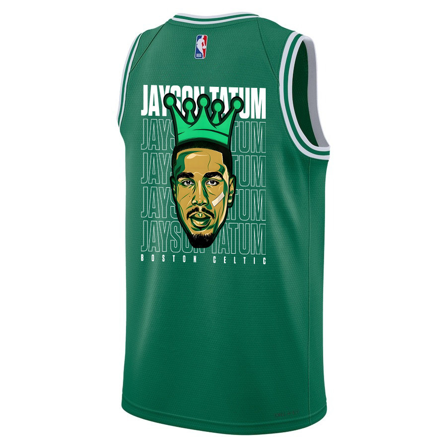 Alternative view of Jayson Tatum 0 Boston Celtics 2024 The King Of Champions Icon Edition Basketball Jersey - Finals Champions Patch - Green - JS511