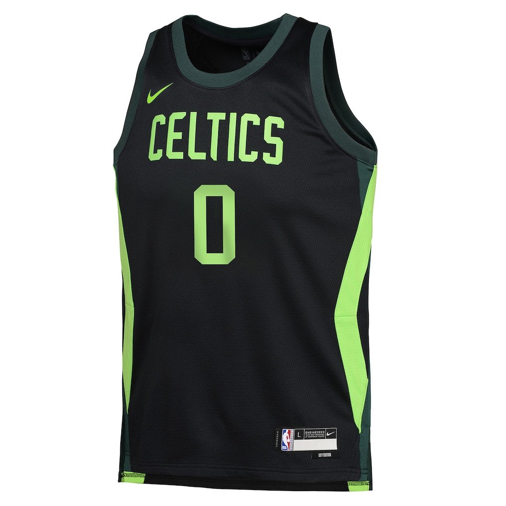 Alternative view of Jayson Tatum 0 Boston Celtics 2024/25 Swingman Player YOUTH Basketball Jersey - City Edition - Black - JS563