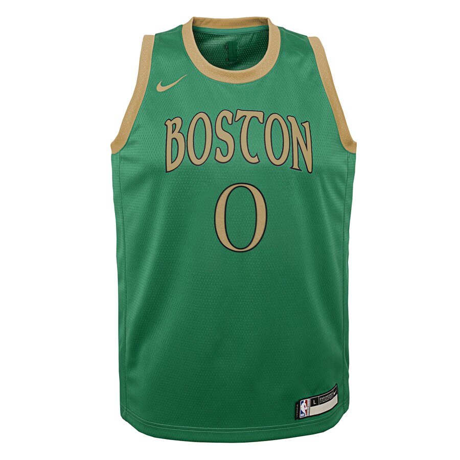 Alternative view of Jayson Tatum Boston Celtics Youth Swingman Basketball Jersey Green - City Edition