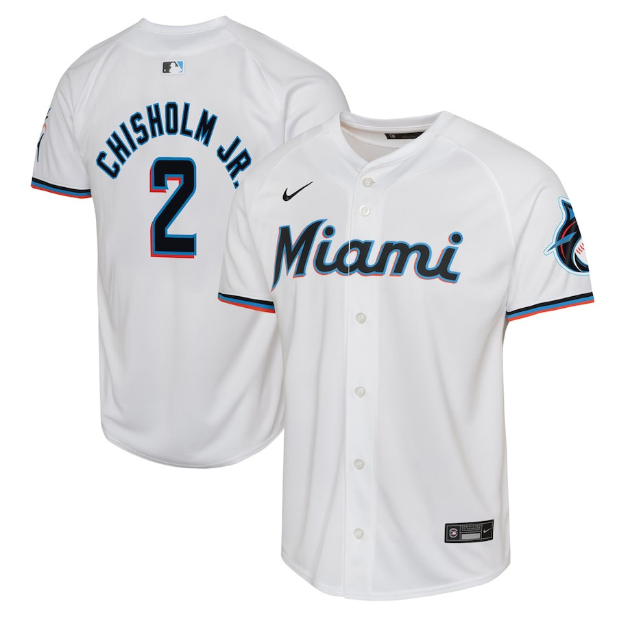 Jazz Chisholm 2 Miami Marlins Home Limited Player YOUTH Baseball Jersey - White 