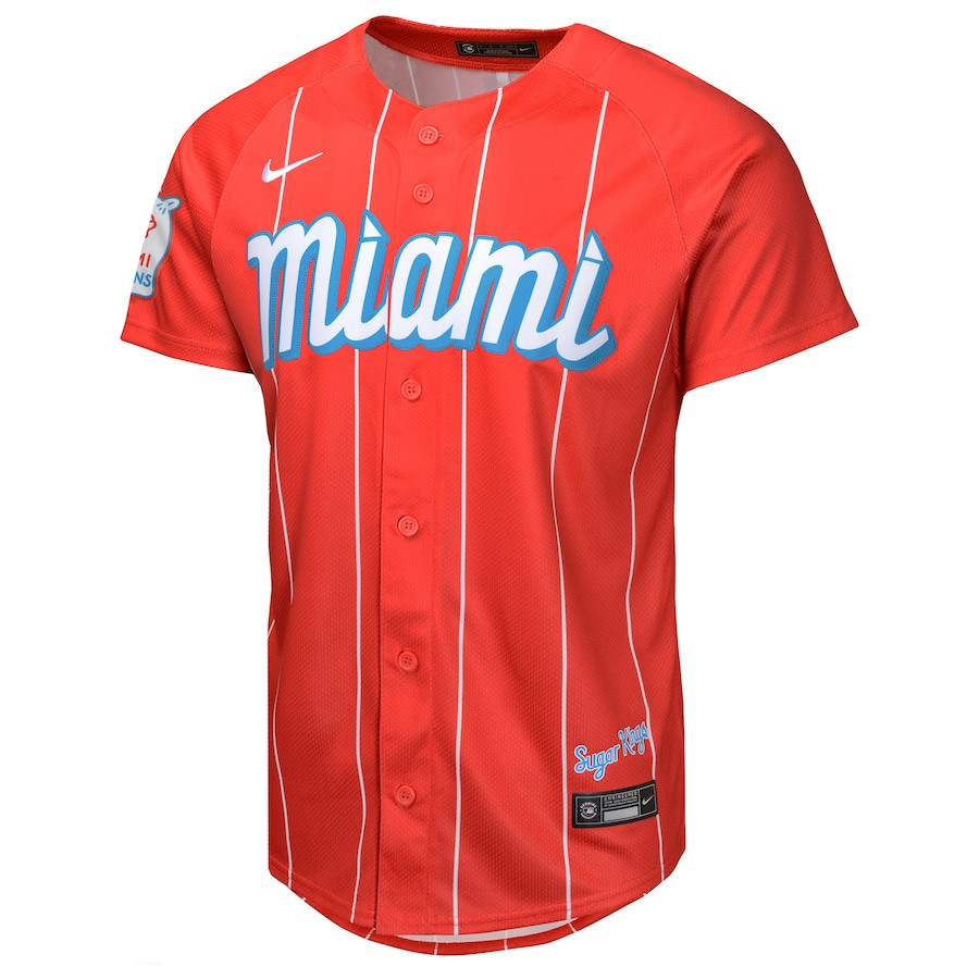 Alternative view of Jazz Chisholm Jr. 2 Miami Marlins City Connect Limited YOUTH Baseball Jersey - Red 