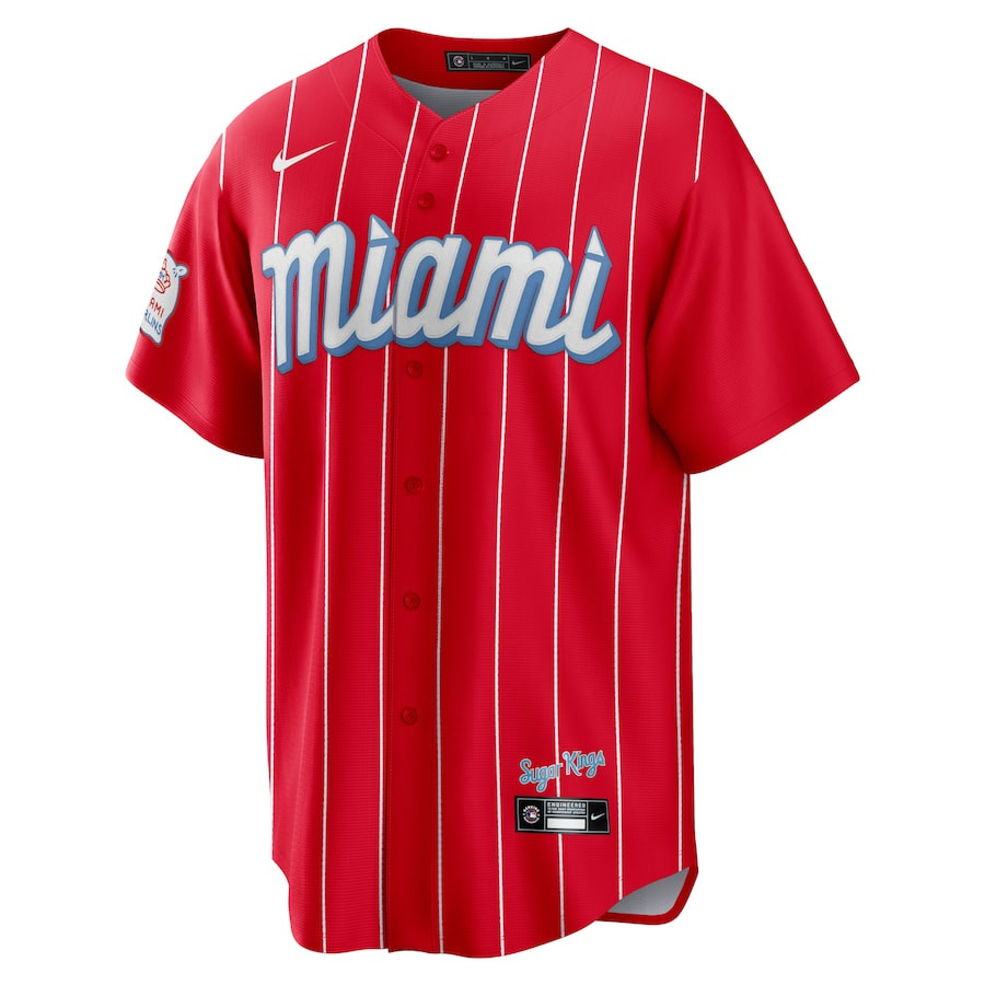 Alternative view of Jazz Chisholm Jr. 2 Miami Marlins City Connect Men Baseball Jersey - Red 