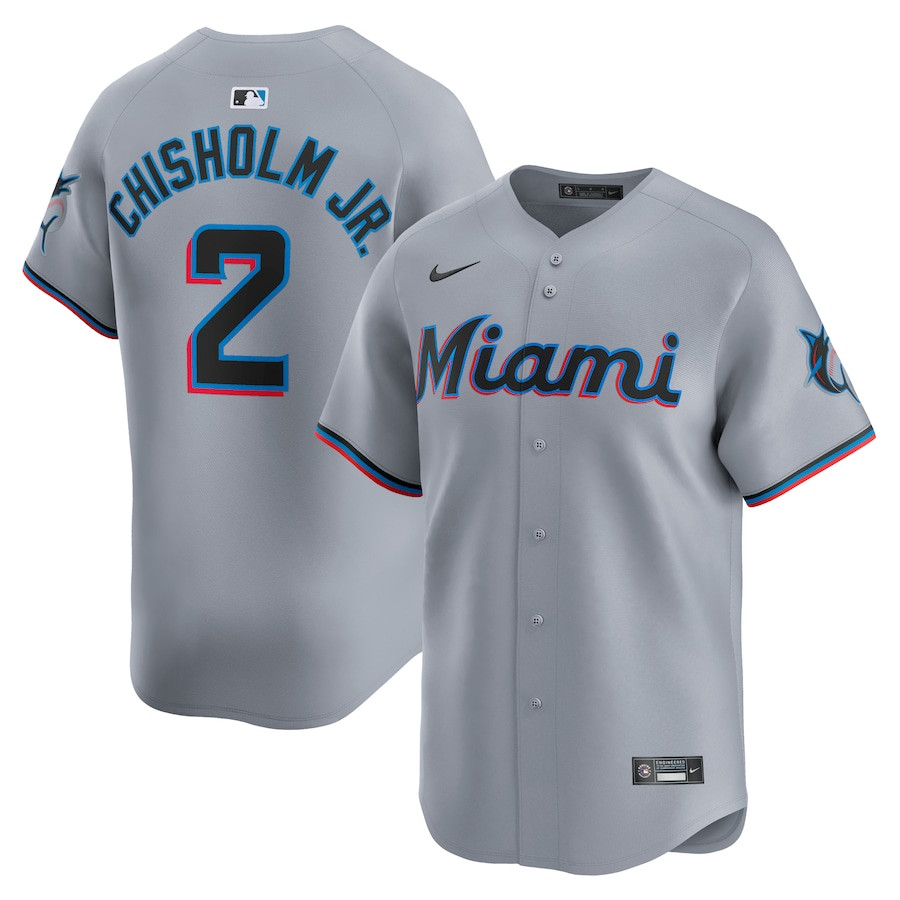 Jazz Chisholm Jr. 2 Miami Marlins Road Limited Men Baseball Jersey - Gray 