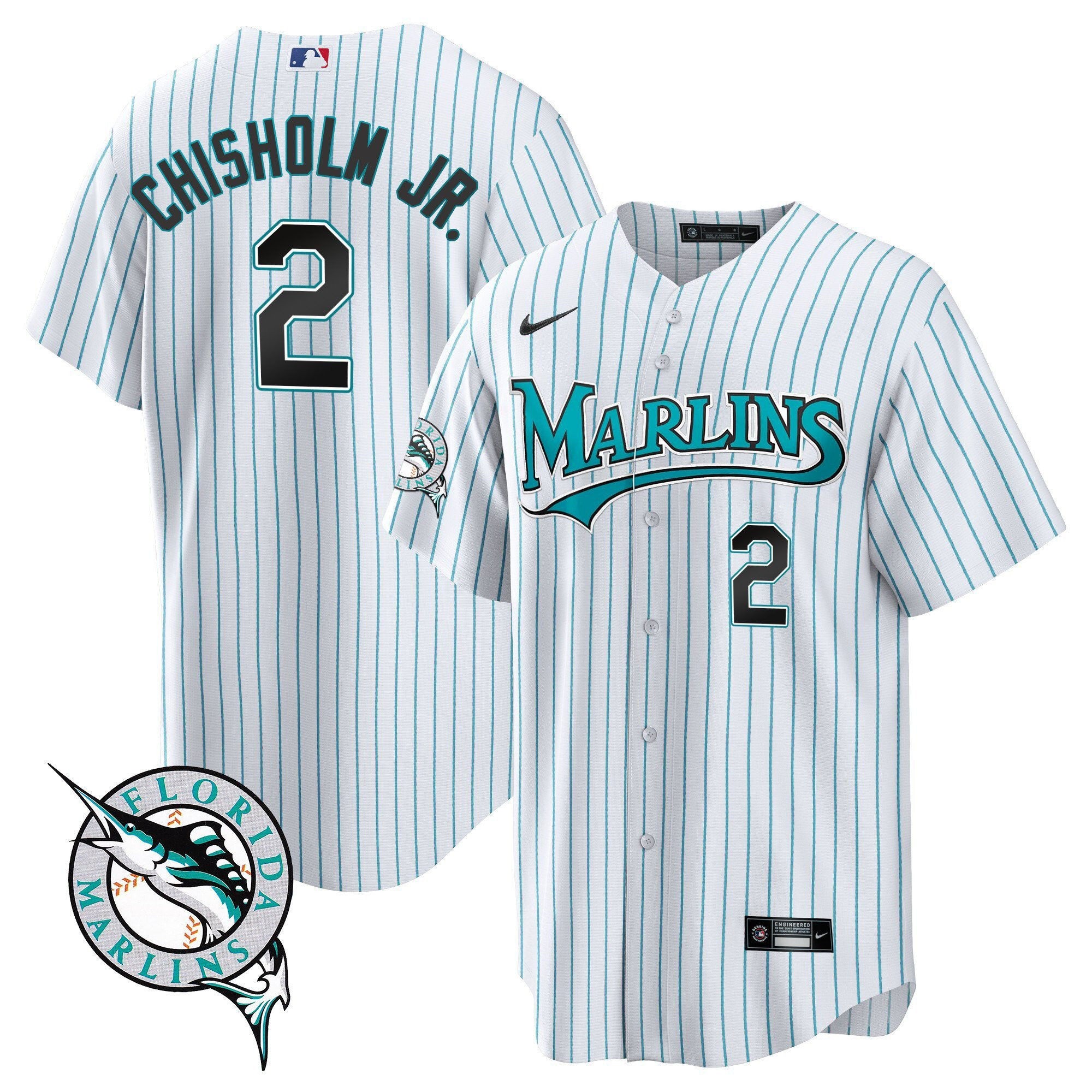 Jazz Chisholm Jr. 2 Miami Marlins Throwback Men Baseball Jersey - White 