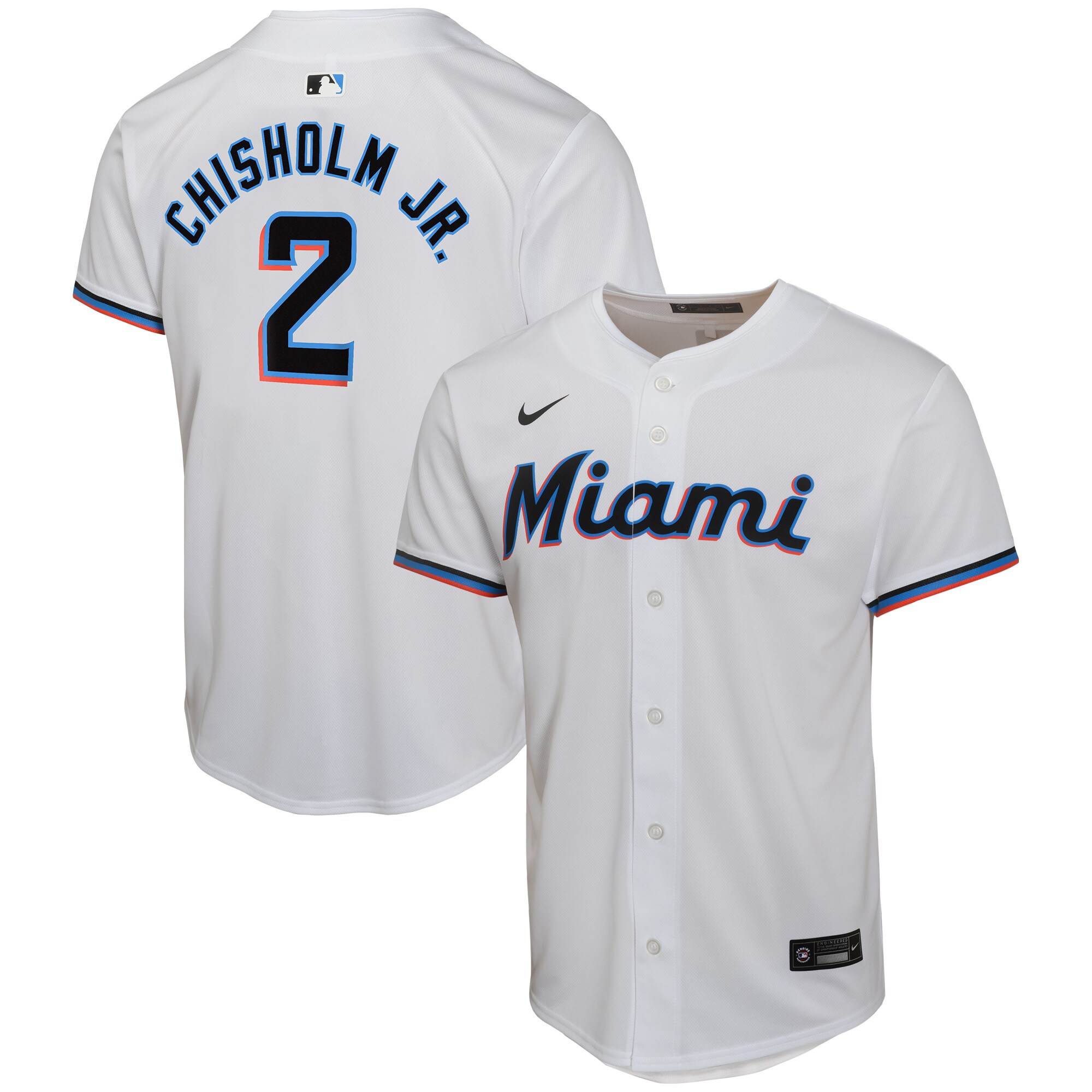 Jazz Chisholm Jr. Miami Marlins Youth Home Game Player Baseball Jersey - White