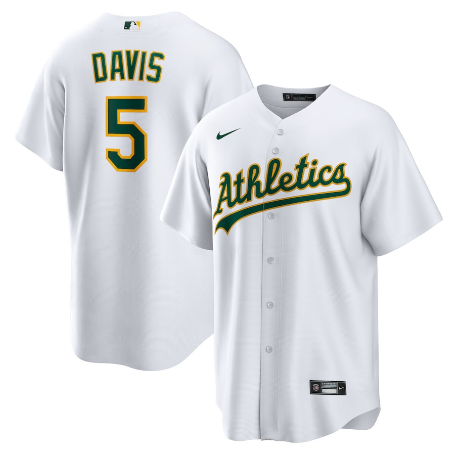 JD Davis 5 Oakland Athletics Home Men Baseball Jersey - White 