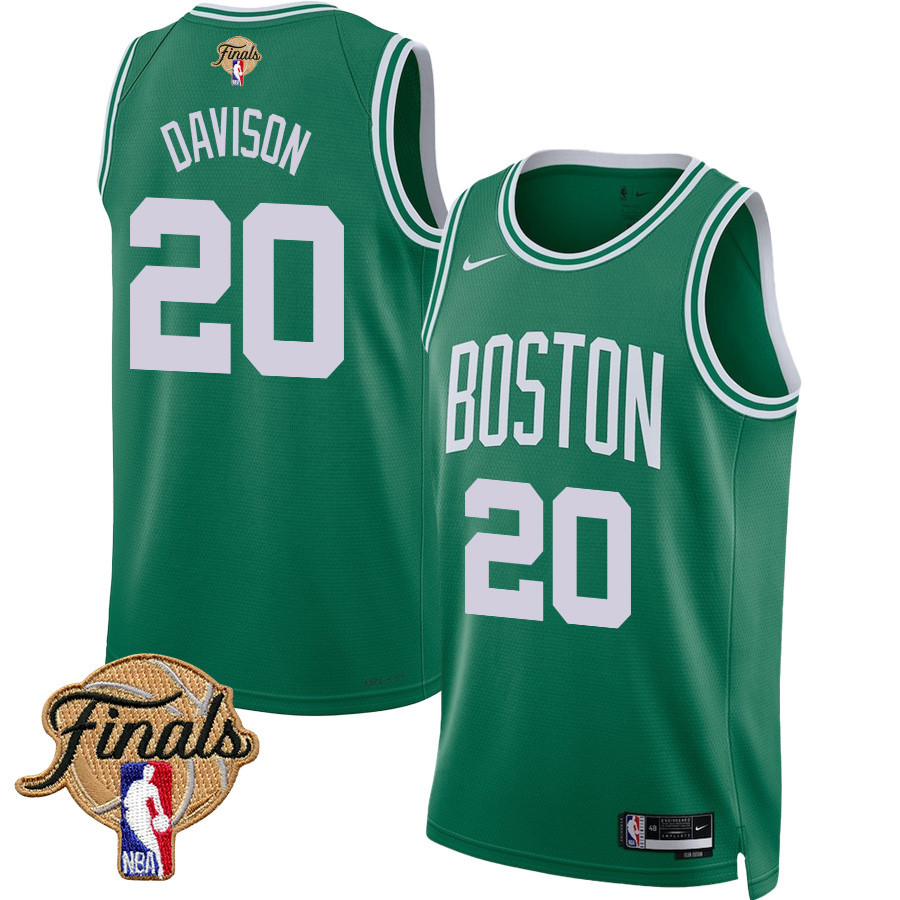 JD Davison 20 Boston Celtics 2024 FINALS PATCH Icon Edition Basketball Jersey - Kelly Green - JS819